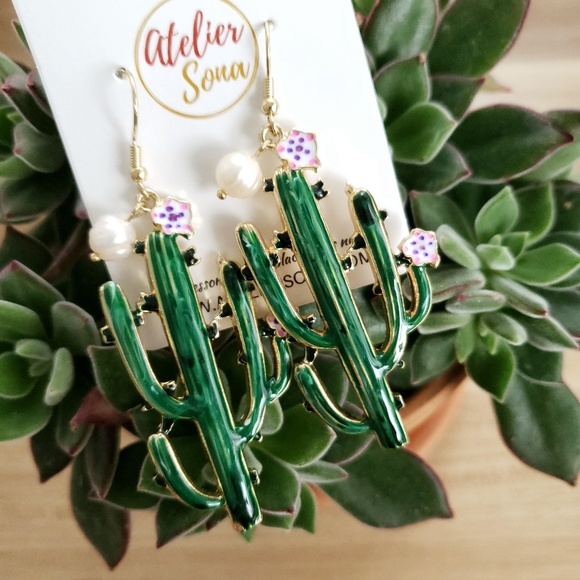 Blooming Cactus Earrings - Picture 3 of 5